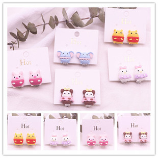 New children's ear clip without ear hole elephant Pig cartoon animal baby earrings earrings for women