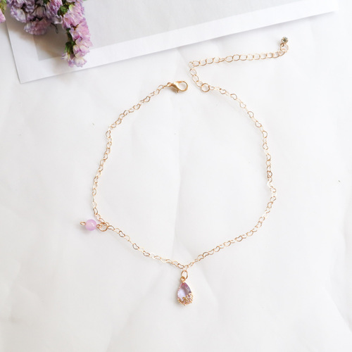 Spring and summer accessories Japanese and Korean accessories super fairy temperament purple pendant collar Choker neck chain clavicle chain necklace for women