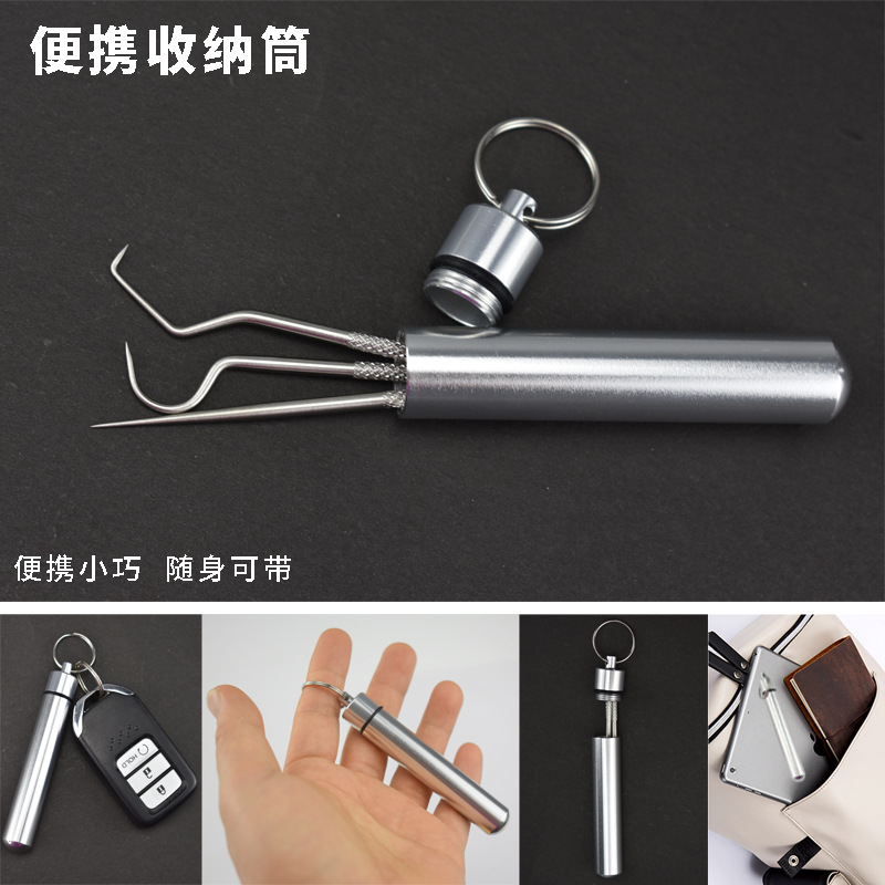 304 metal dental cleaning tools, stainless steel toothpicks, hook rods, portable oral and dental cleaning tool set pic 4