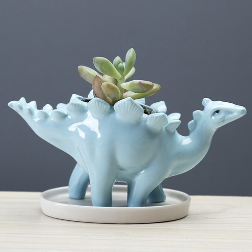 Supply of gardening cross-border creative succulent flowerpots indoor desktop cartoon ceramic flowerpots dinosaur ornaments