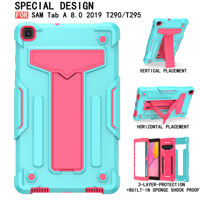 Suitable for Samsung Tab A 8.0 2019 T290 T bracket color contrast robot horizontal and vertical protective cover