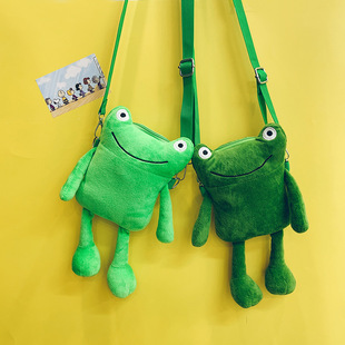 Funny cartoon shoulder bag, card holder, plush doll, one-shoulder bag, 2023 collection, Korean style, frog
