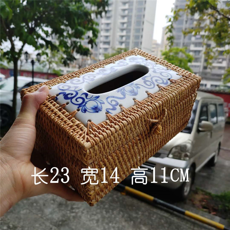 new pattern Tissue box Vietnam weave Tissue box personality fashion Tissue box Large Blue and white porcelain Paper towel tube