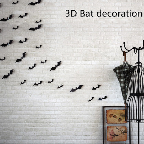 12 pack 3D bat stickers PVC bat stickers Halloween bar KTV haunted house decorative wall stickers wholesale