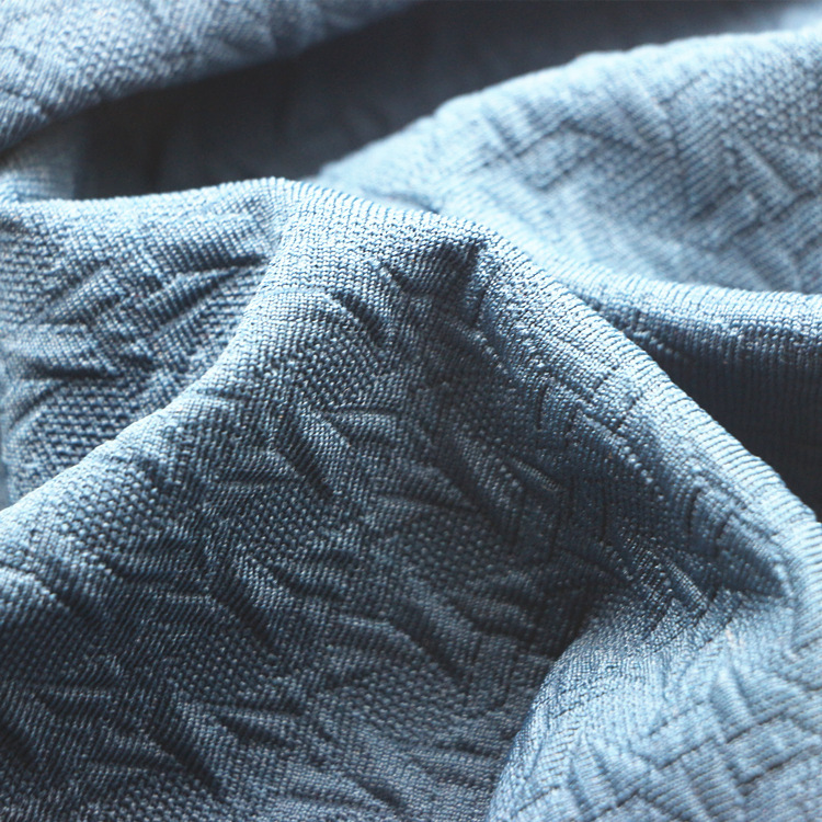 Jacquard Air Layer Connecting Cloth Knitted Warp Knitted Polyester Spandex Stretch Jacquard Double-Sided Cloth Tripe Cloth Bubble Cloth