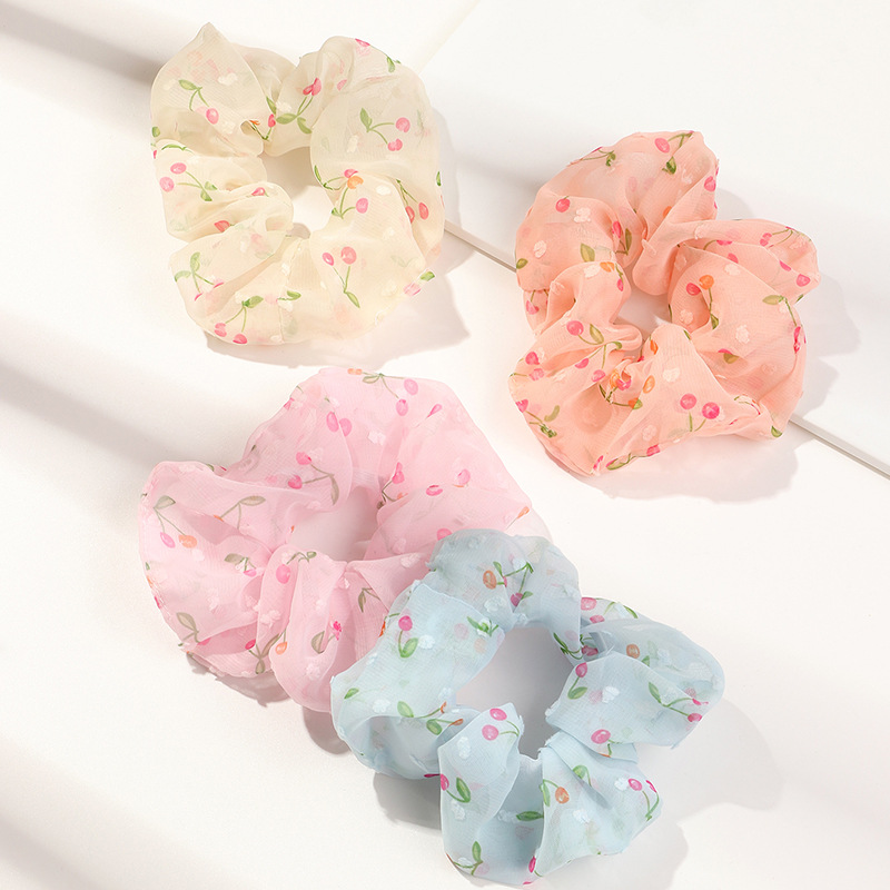 Chiffon Fruit Hair Ring Candy Color Cherry Large Intestine Ring Tie Hair Rope Wholesale display picture 5