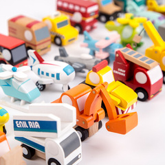 Wooden simulation engineering vehicle aircraft delivery car model toy Japanese style colorful transportation cognitive educational toy