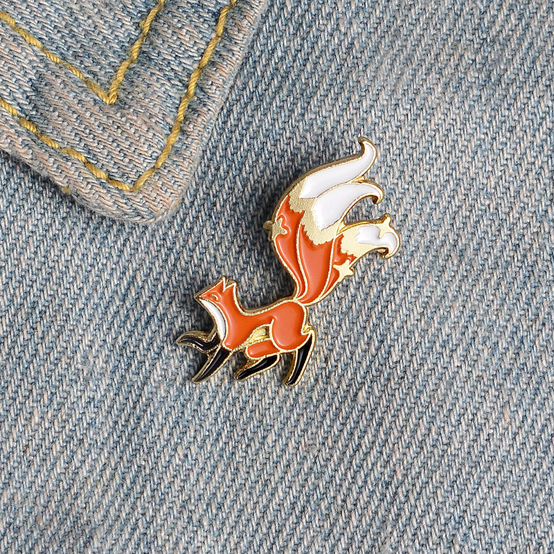 Cute Fox Alloy Enamel Stoving Varnish Unisex Brooches display picture 2