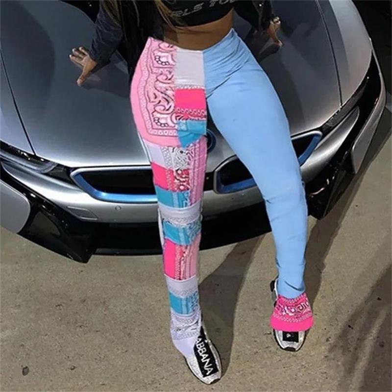 stitching printed leggings  NSMX25372