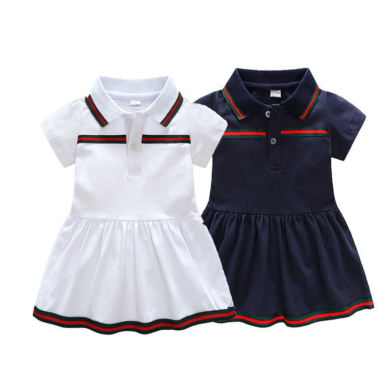 Clearance Summer Baby Dress Cotton Lapel...