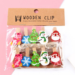 Christmas decoration photo album twine small wood clips can Santa Claus photo wall hanging accessories sticky note clips