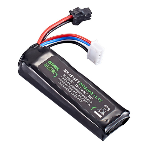 Water gun lithium battery 11.1V 2000mAH SM black plug 451865 lithium battery accessories 30C discharge