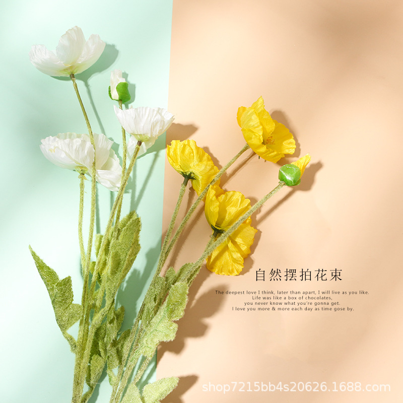 Photo props bouquet poppy fake flower imitation flower ins ornaments Internet-famous photography nail art nail makeup shooting decoration