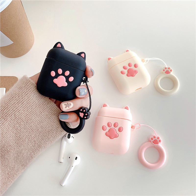 可爱猫爪AirPods 1/2代耳机套苹果硅胶防摔保护壳女款个性潮适用