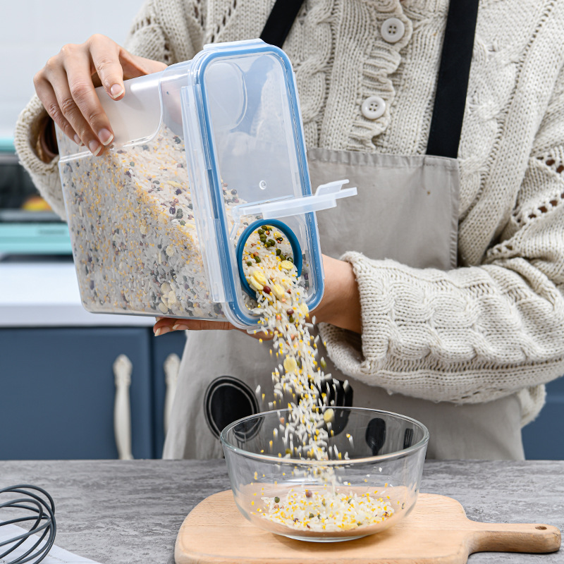Amazon cocina transparente preservación de alimentos sellado frasco con tapa granos de plástico de almacenamiento de productos secos frasco 4L