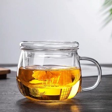 厂家直供髙硼硅玻璃水杯加厚款个人泡茶杯办公杯套杯加工茶水分离