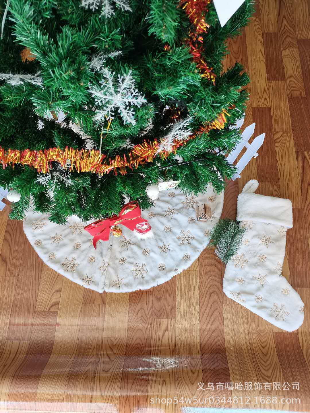 22英寸长毛绒珠片圣诞礼物袜 圣诞装饰袜〈金色 银色 七彩色〉