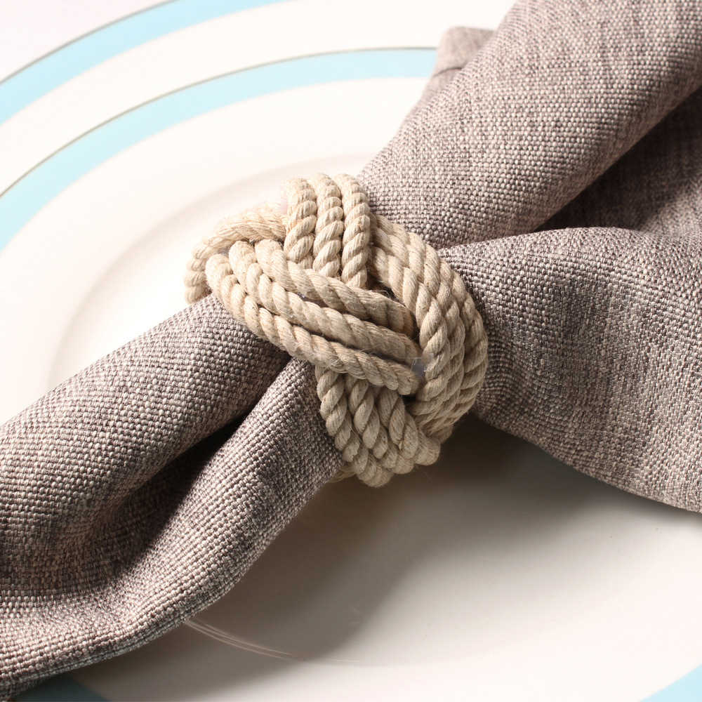 25g Weight Napkin ring Kitchen and drinking utensils 1 Set of 6 Quantity Indoor, Daily Occasion Hemp Rope Material Solid Color Pattern Casual Style Casual Solid Color Hemp Rope Napkin Ring 1 Set Of 6 1