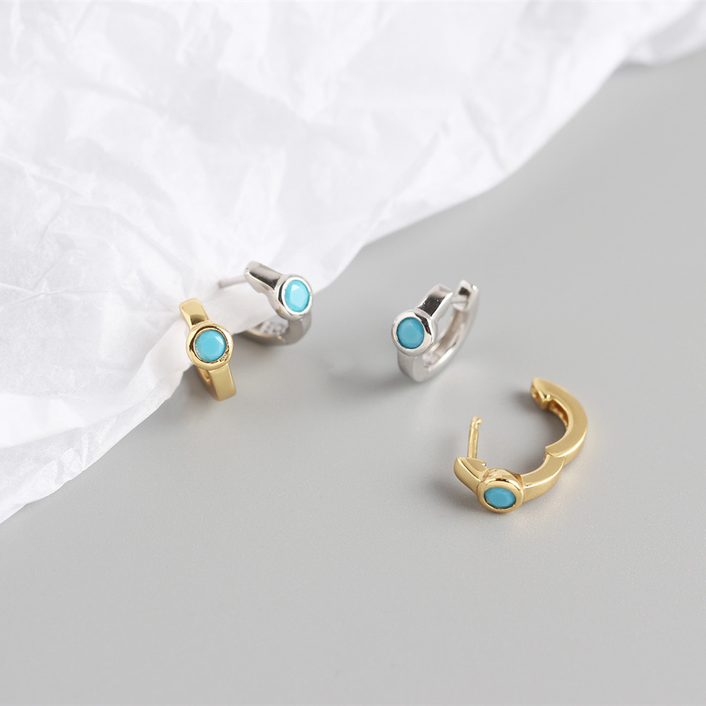 Earrings, Ear Studs Classification S925 Sterling Silver Blue Zircon Ear Buckle Wholesale Nihaojewelry