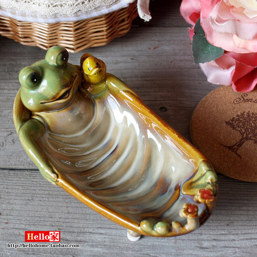 European ceramic animal drain soap box Year of the Rabbit bathroom bath soap box double layer waterproof drain soap box