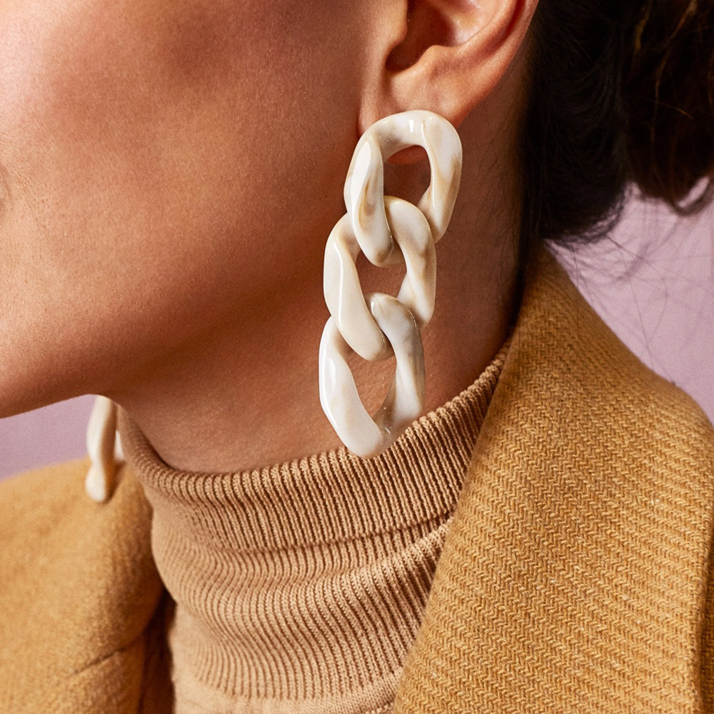 Européen Et Américain Exagéré Célèbre Marque Boucle Couches Rétro Acétate De Cellulose Feuille Boucles D'oreilles Femme Bohème Boucles D'oreilles Croix-frontière En Gros display picture 1