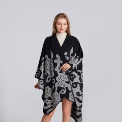 Cross-border exclusive women's scarf shawl Korean style fashionable cashmere-like split edge thick shawl cape dropshipping one piece