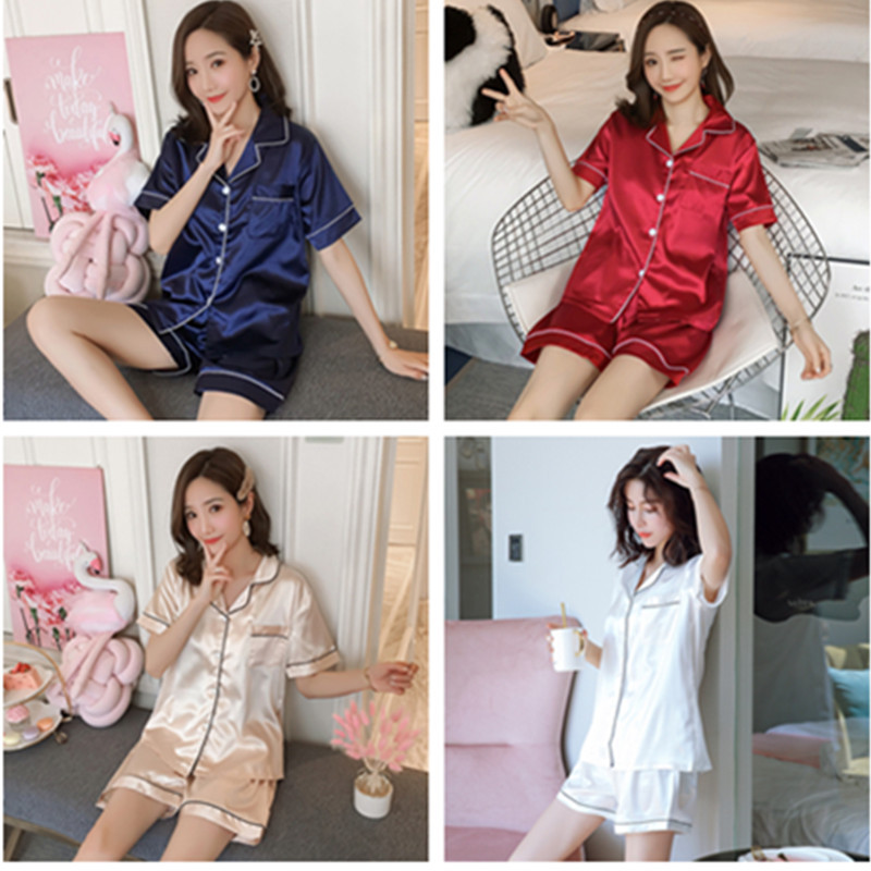 Short Sleeve Short Pants Silk Pyjamas