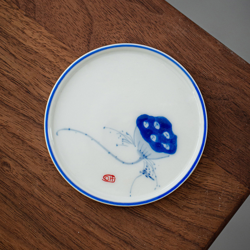 Taza de té de cerámica pintada a mano almohadilla de aislamiento creativo bandeja de té japonesa platillo taza de té estera taza de té titular de la taza de té ceremonia del té Accesorios
