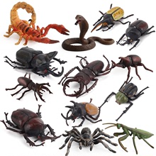 跨境仿真实心肢节昆虫动物模型眼镜蛇螳螂甲虫沙盘场景摆件科教
