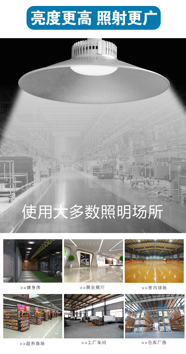 大功率led工矿灯厂房灯工业吊灯工厂灯e27螺口100w车间照明仓库灯-阿里巴巴