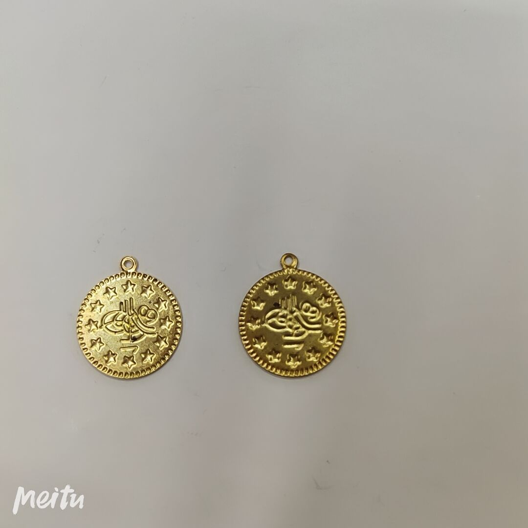 星星铁片饰品DIY配件有吊孔小鸟头复古钱币发绳花边吊坠1000个/包