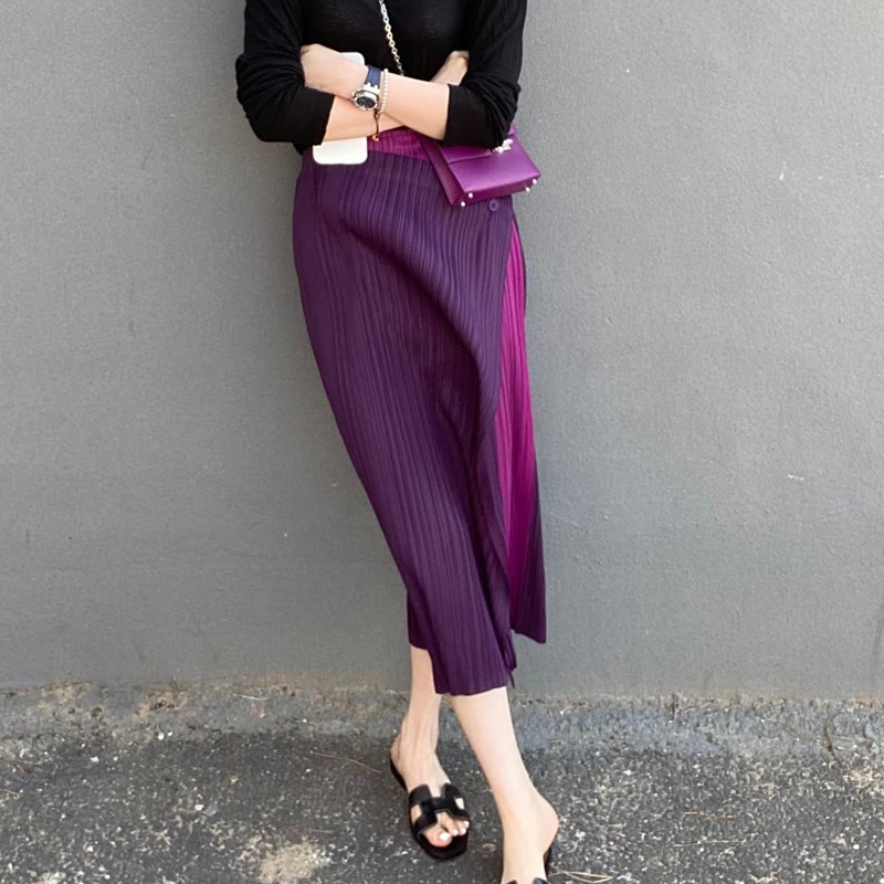 Purple skirt summer mid-length two-color...