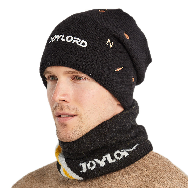 9108 Autumn an Winter New Woolen Men's Versatile Plush Knitte Hat Embroiere Letter Warm Pullover Cap Parent_voghion.com