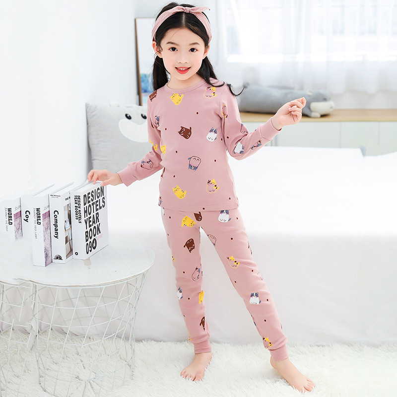 Children's Wear Set Pure Cotton Boys And Girls Sweater Pajamas Baby Cartoon Clothes