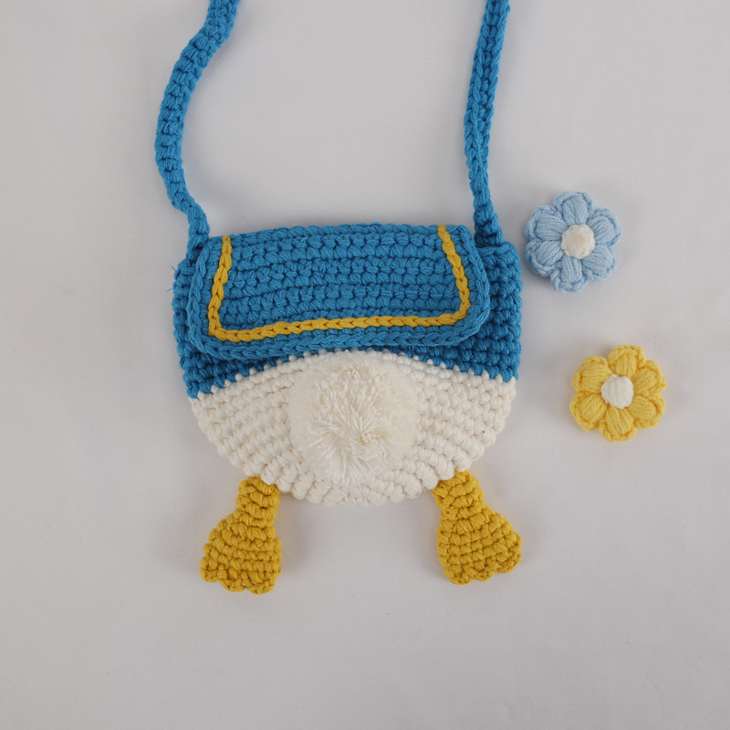 Bolsa Xiangyu Baoma pato tejido a mano Butt Messenger Bag Donald Duck lana monedero Lindo bolso de dibujos animados