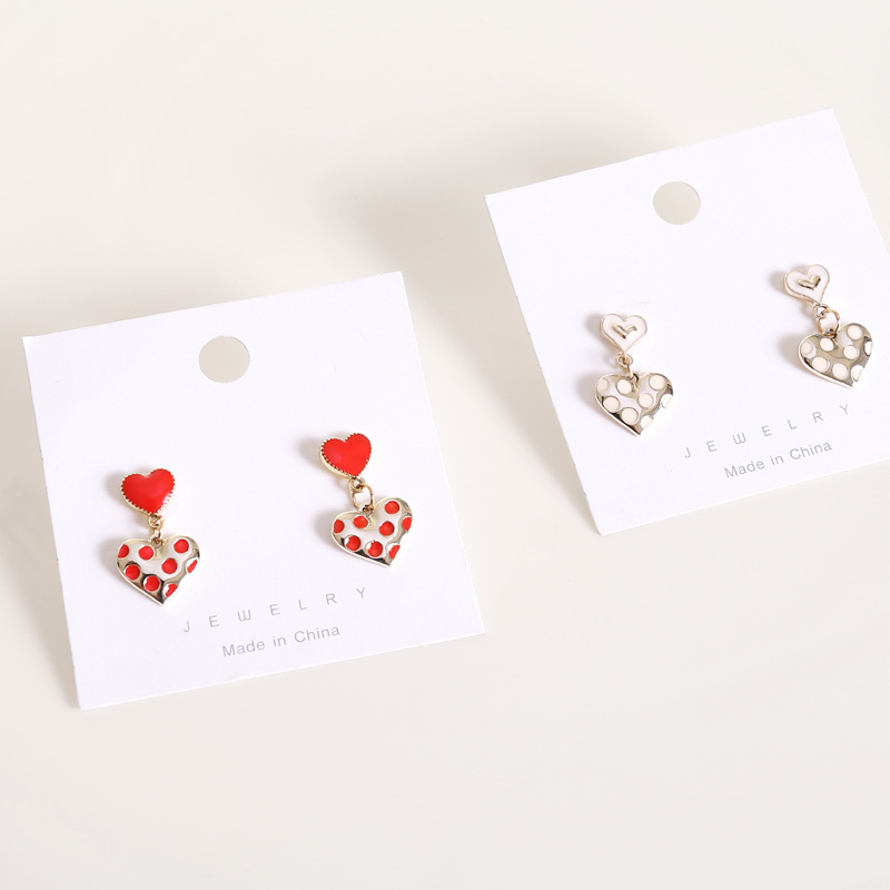 欧美跨境饰品 多色爱心蝴蝶结耳钉女 个性甜美耳环 小众耳饰E296