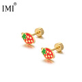 IMI韩版少女可爱小巧彩色草莓耳环街拍网红百搭钛钢时尚耳钉YE112