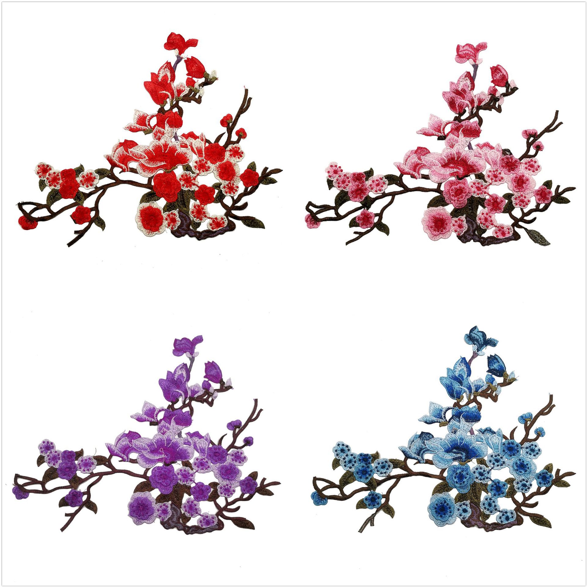 經典梅花刺繡布貼水溶繡花立體多層補丁旗袍衣服裝飾輔料手工DIY