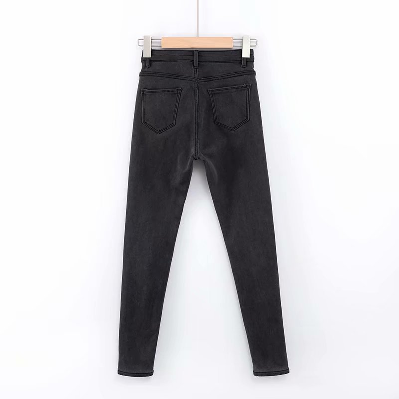 thickened inner fleece stretch jeans  NSHS23375