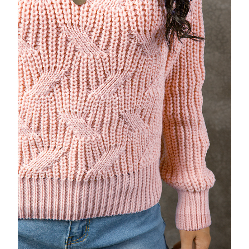 round neck loose pullover knit sweater  NSSA26490