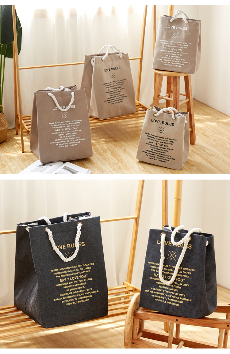 Fashion Cotton Rope Printed Letters Polyester Cotton Clothes Bag Wholesale Nihaojewelry display picture 6