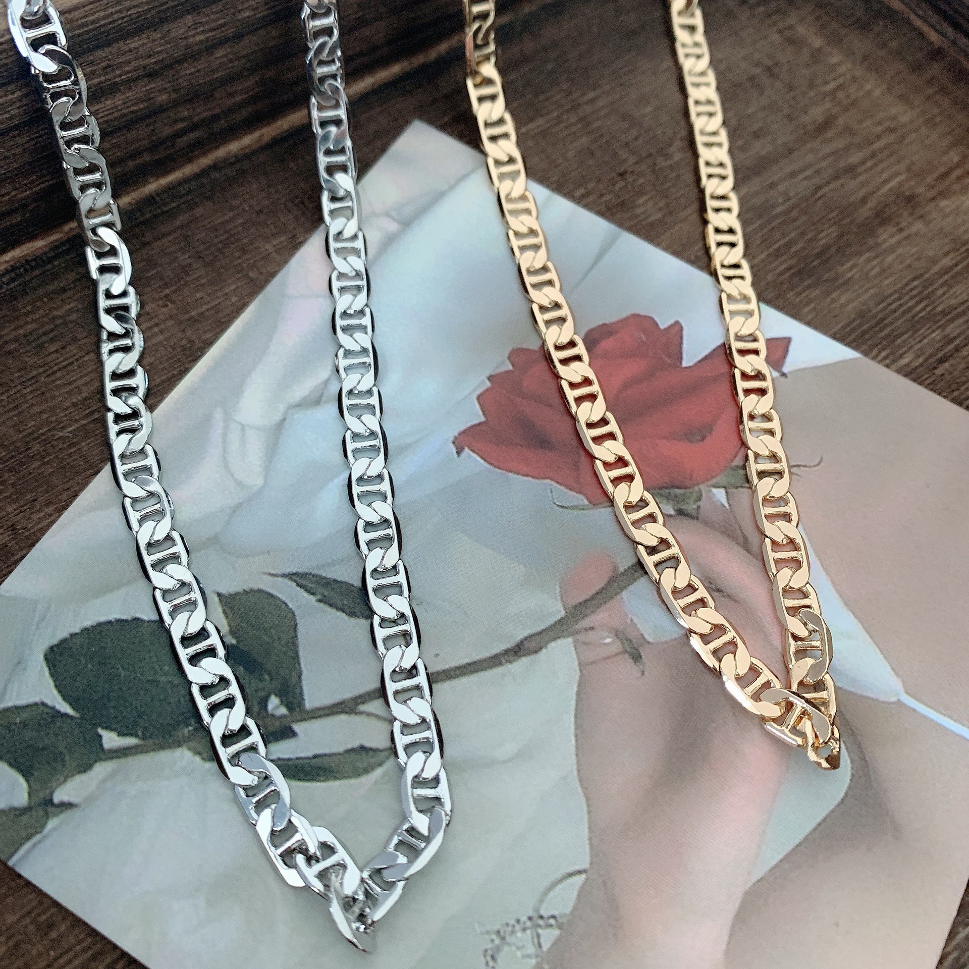 Korea's New Surface Brass Wide Version Chain Necklace Wild Clavicle Chain Choker display picture 8