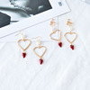 Japanese retro earrings heart shaped heart-shaped with bow from pearl, Korean style