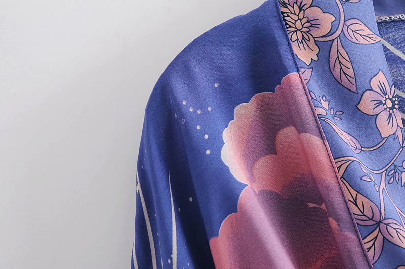 winter printing belt rayon kimono dress  NSAM18441