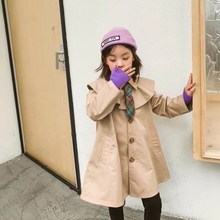 女童风衣荷叶边领带韩版外衣外套24秋装新款外贸童装代发3-8岁