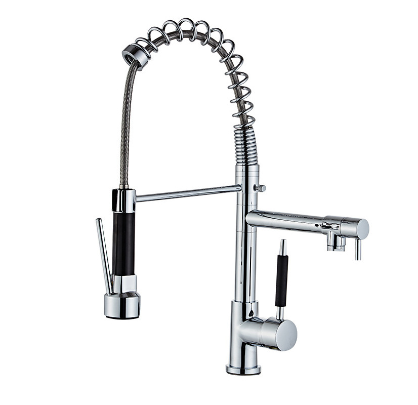 Grifo de cocina de alta presión de doble uso con resorte - Extraíble, para fregadero de agua caliente/fría, grifo de ducha retráctil para fregadero de vegetales - Producto transfronterizo