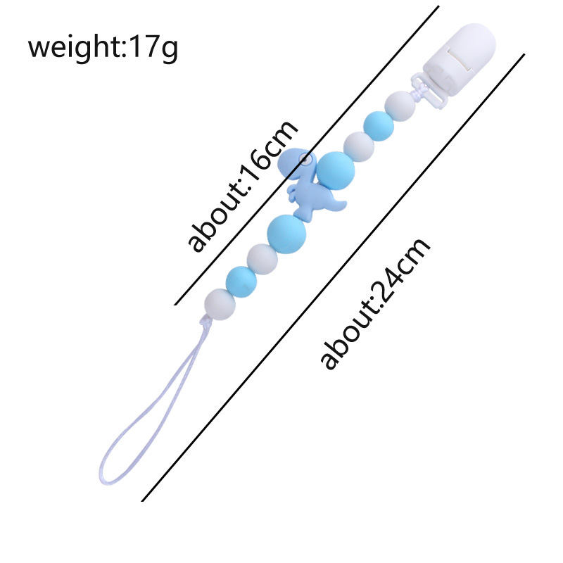 Pequeño dinosaurio bebé silicona pezón clip Cadena de dientes de bebé Cadena de molienda cadena anti-gota calmante teether pezón