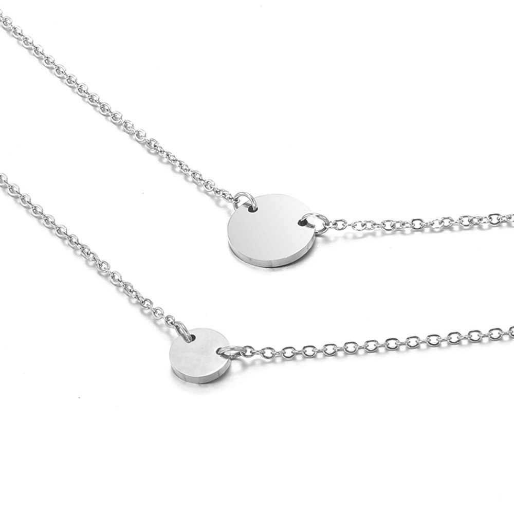 Ornaments Geometric Round Brand Necklace L316 Stainless Steel Two-piece Necklace Clavicle Chain Wholesale Nihaojewelry display picture 5