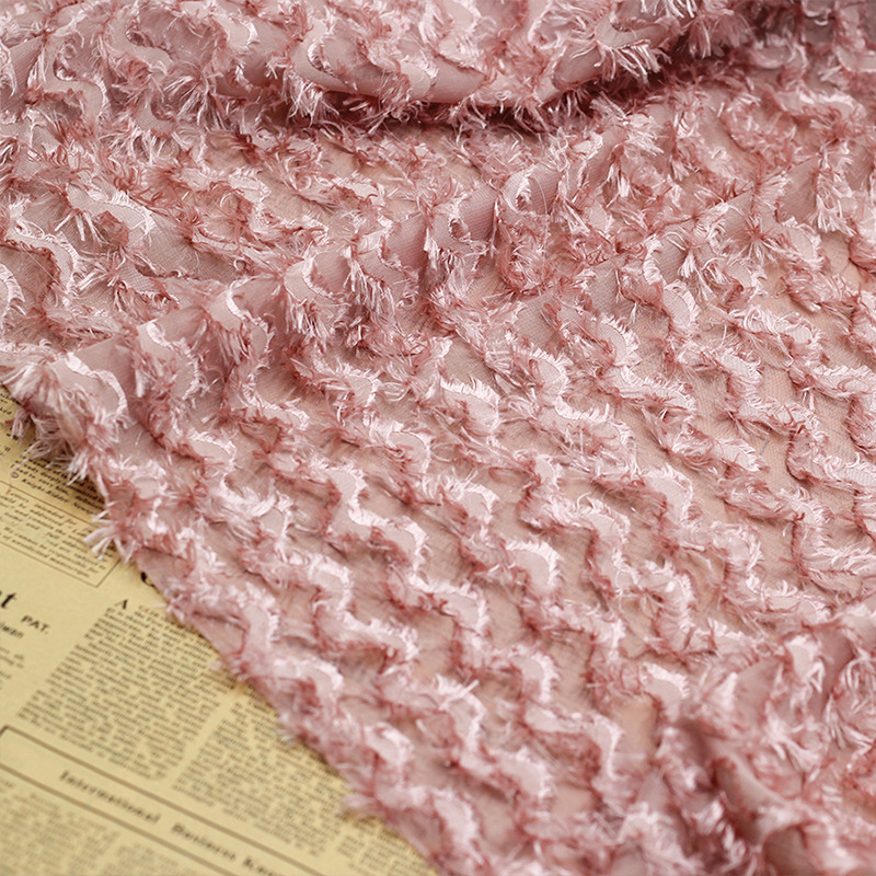 波流蘇亮糸カット花縞生地シフォン生地春夏女装上着ワンピースファッション生地