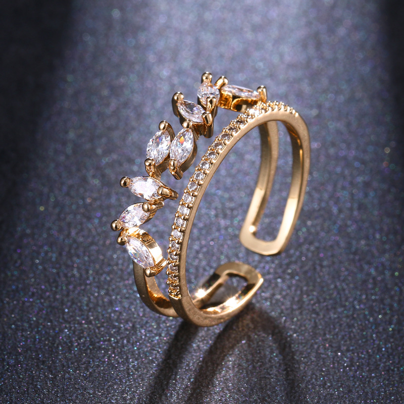 creative design adjustable ring with zircon